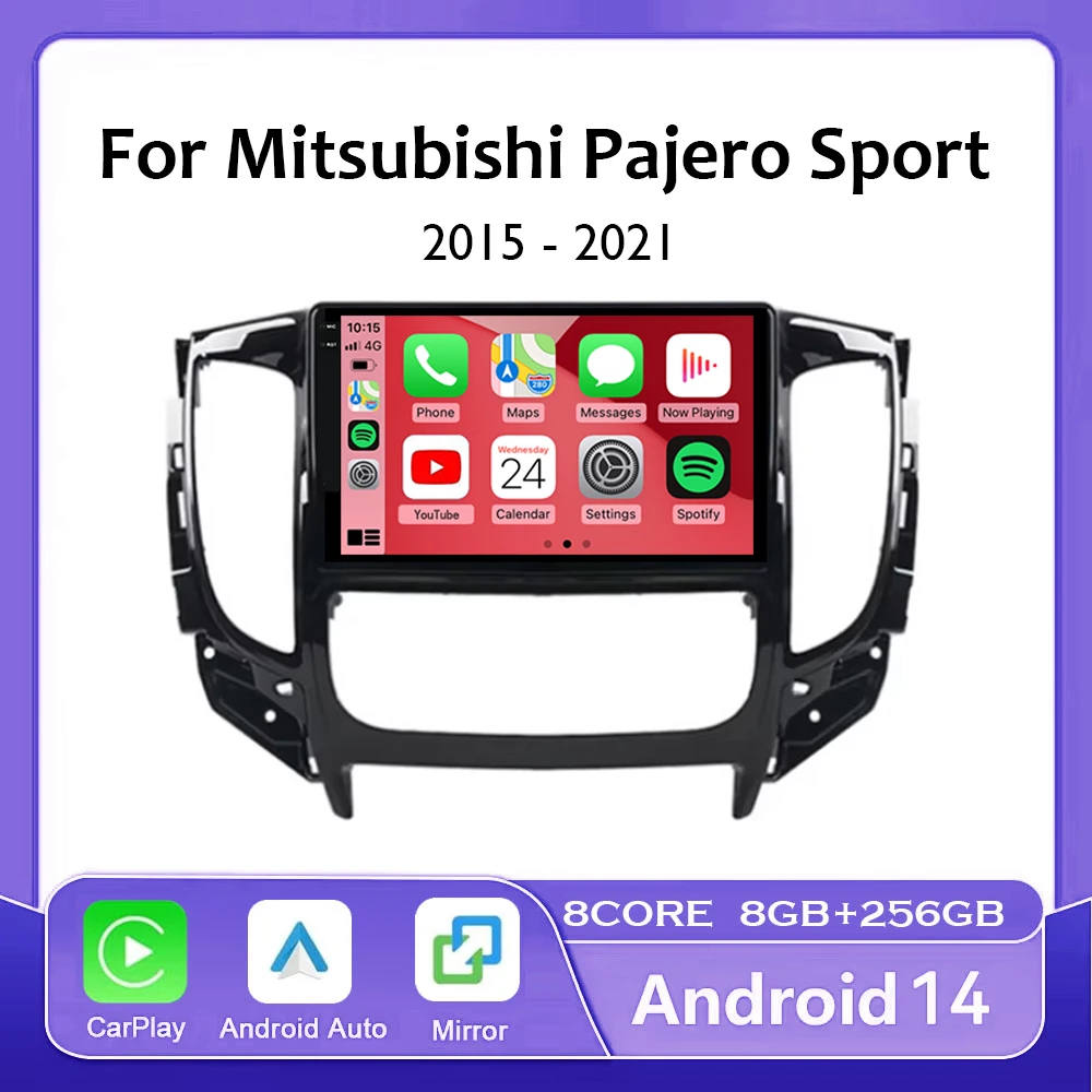 Android 14 Car Radio For Mitsubishi Pajero Sport 3 L200 5 Triton 2015 2016 2017 2018 2019 GPS Multimedia Video Player 4G WIFI
