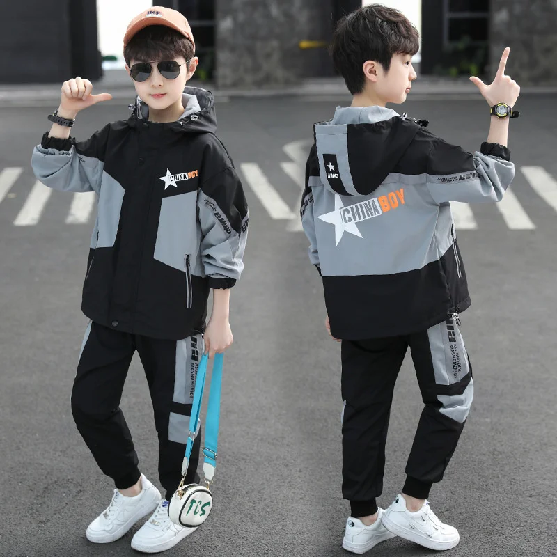 

Boys Suit Coat +Pants Cotton 2Pcs/Sets 2023 Charming Spring Autumn Sports Sets Warm Thicken Children Clothing