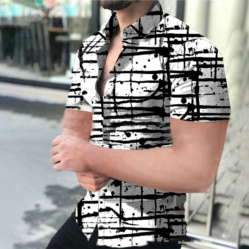 Print Men Shirts Casual Short Sleeve Top Summer Male Hawaii Shirt 2023 Hot Streetwear Trendy Cool Hawaiian Shirt Men Clothes