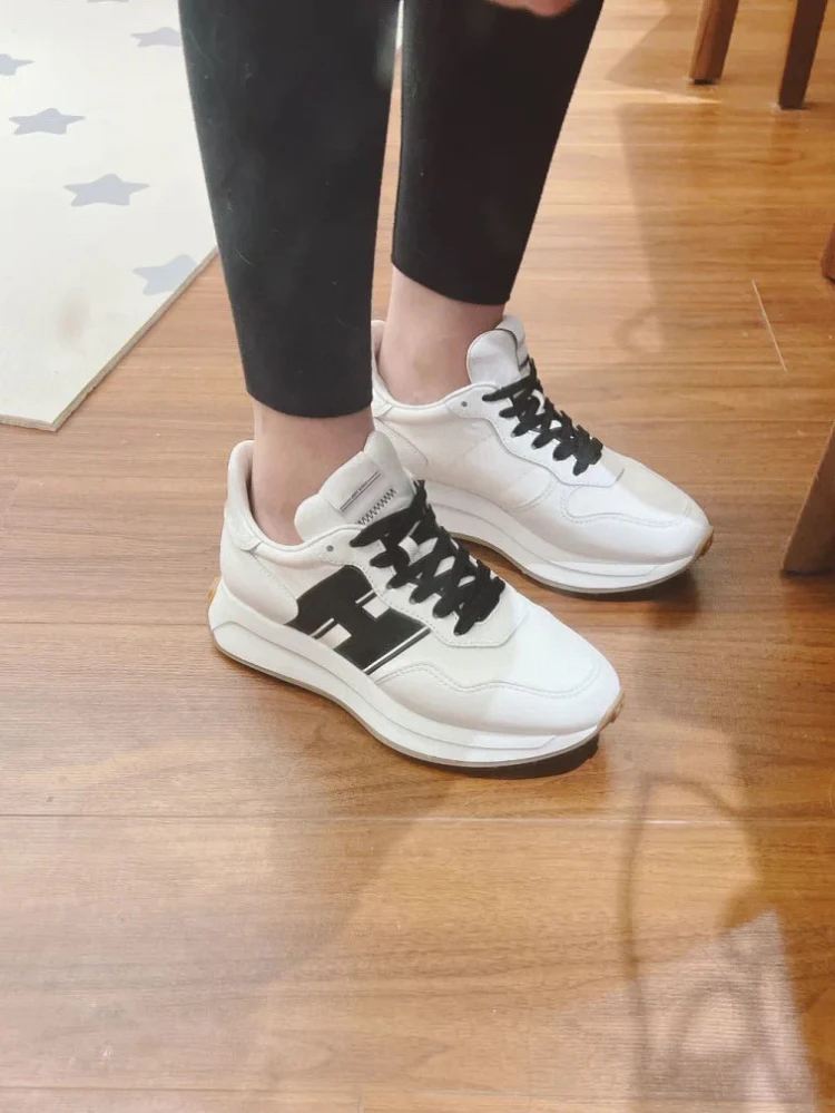 platform shoes dad shoes small white shoes women's 2023 new leather lace-up versatile and breathable casual sneakers women flats