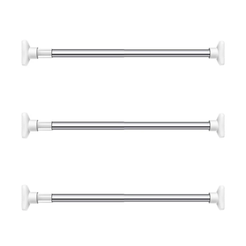 

3X Stainless Steel Telescopic Adjustable Rod Clothes Dryer Stainless Steel Tension Rod Bathroom Rail
