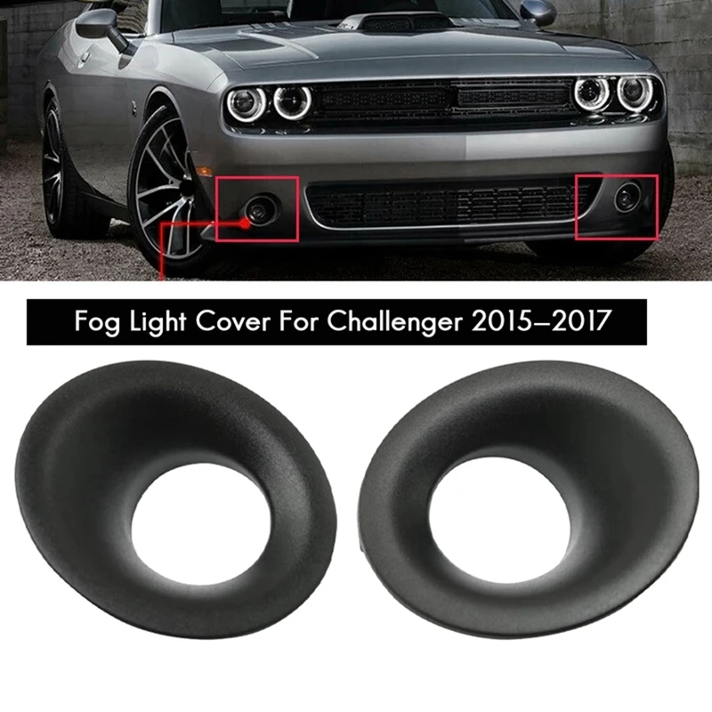 

Left + Right Side Black Fog Light Trim Bezels for Dodge Challenger 2015-2017