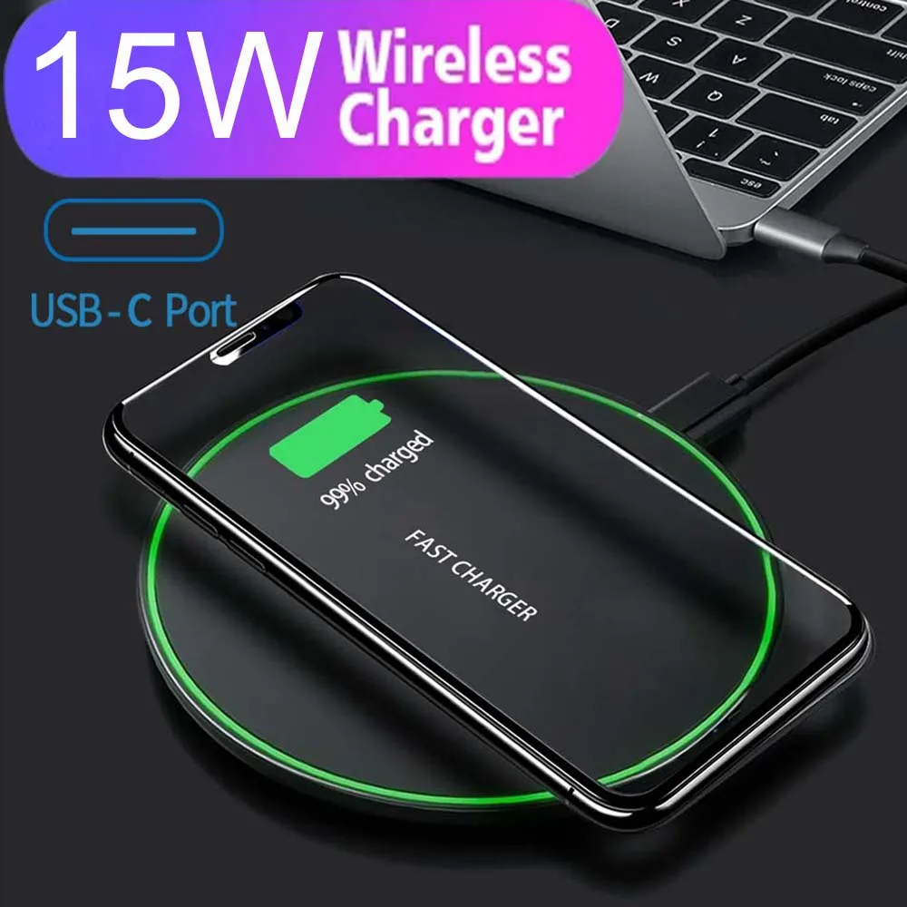 

Qi Wireless Charger For iPhone 13 12 11 Pro Xs Max Mini X Xr Induction 15W Fast Wireless Charging Pad For Samsung s8 s9 s10 note