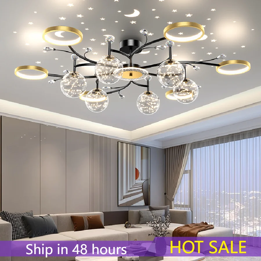 

Nordic Led Starry Projection Chandeliers Whole House Living Room Dining Bedroom Chandelier Lighting Combination Light Fixture