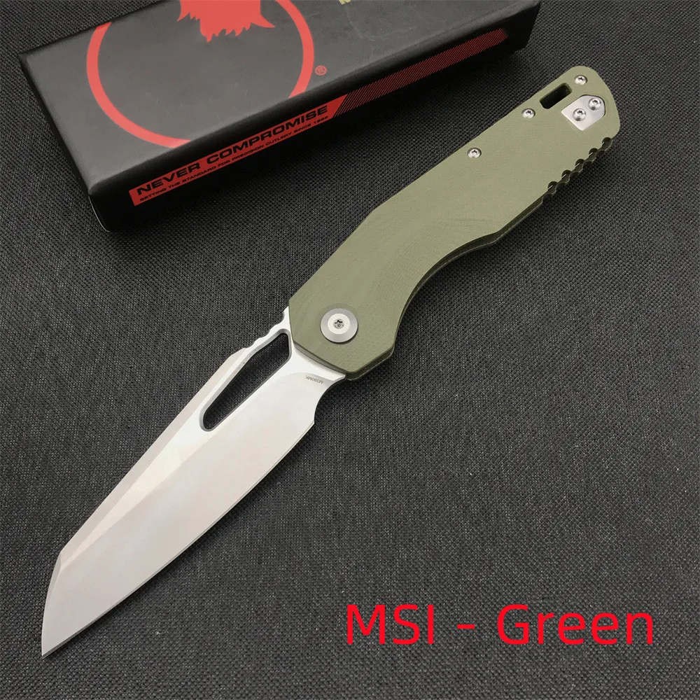 

2023 Micro MSI Folding Knife with RAM-LOK Tactical Outdoor Hunting Pocket Knives with 3.4" Stonewashed Blade and G10 Handle EDC