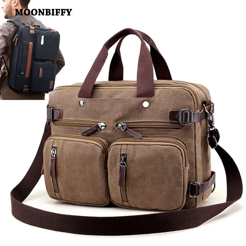 Men Canvas Briefcase Business Laptop Handbag Large Messenger Shoulder Bag Big Casual Male Tote Back Bags Travel Suitcase XA162ZC