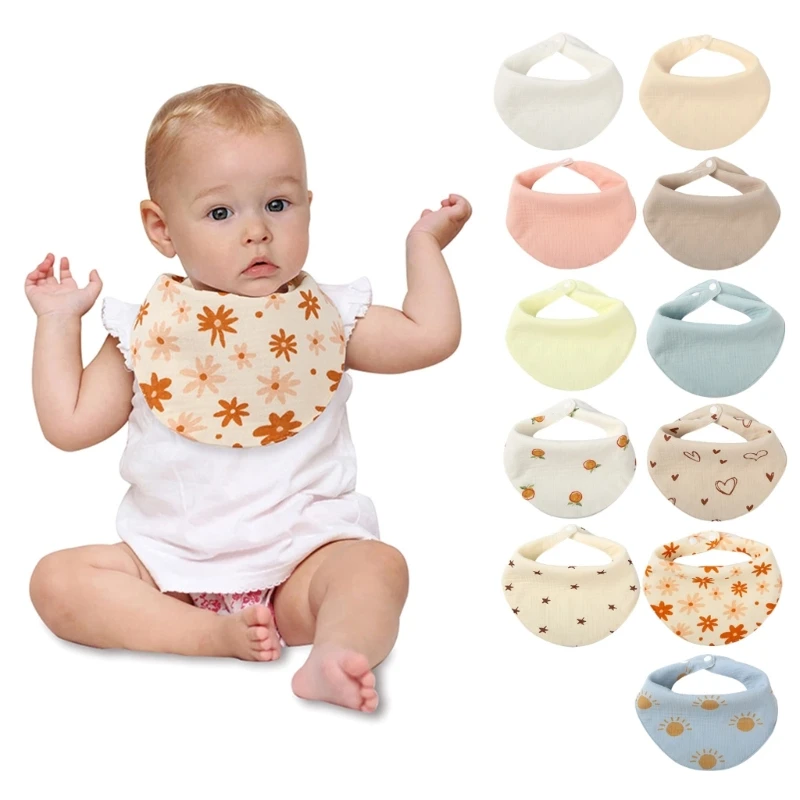 

11 Colors Baby Muslin Scarf Bib Adjustable Baby Bib for Boys and Girls Multipurpose Scarf Bib for Teething and Drooling QX2D