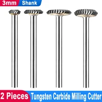 2pcs 3mm shank single cut tungsten carbide burr bit rotary files engraving heads hand tools for grinding metal carving