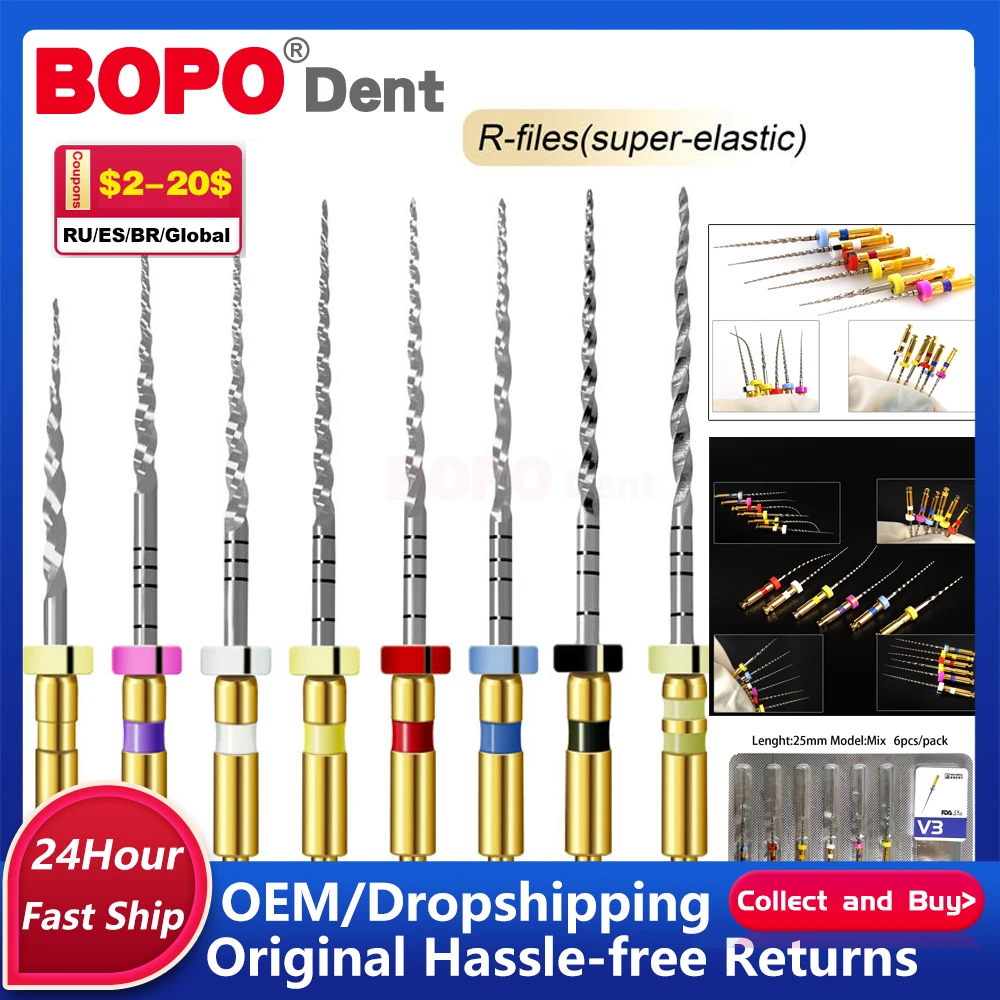 Стоматологические суперфайлы Эндо-роторные файлы Эндодонтические нити-файлы 21