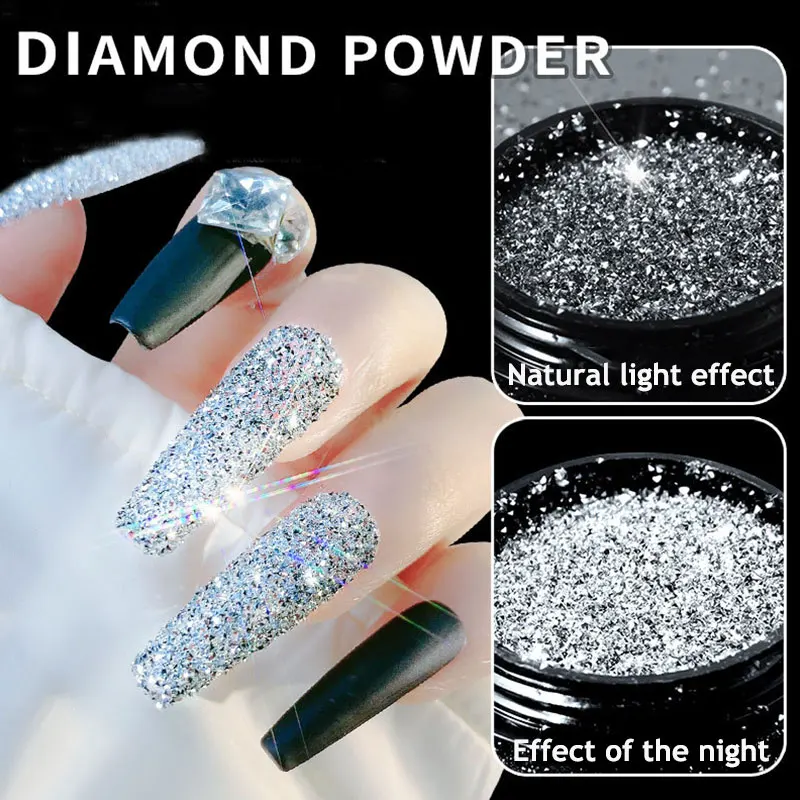 

Reflective Glitter Powder For Nail Art Holographic Shinning Crystal Rhinestones Sequins Chrome Pigment Dust Manicures Decoration