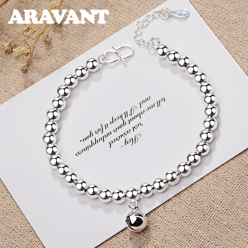 Aravant 925 серебряный колокольчик браслеты из бисера цепи для женщин девушек Модные
