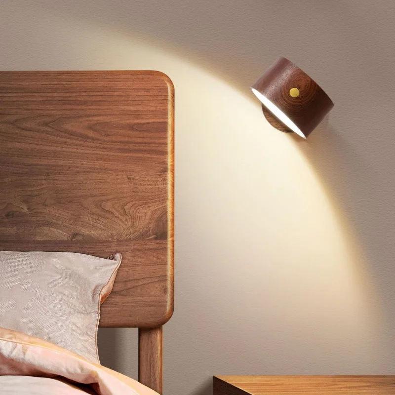 

Wooden headboard USB rechargeable wall lamp LED touch magnetic suction eye protection dimming atmosphere lamp wall decor light