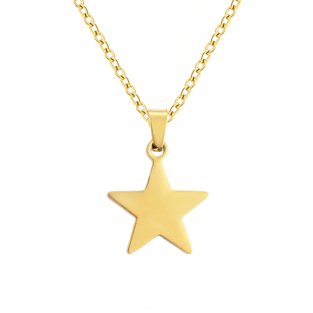 

Gold Color Plated Women Men Necklace Stainless Steel Star Charm Simple Classic Jewlry Banquet Christmas Gift Dropshipping
