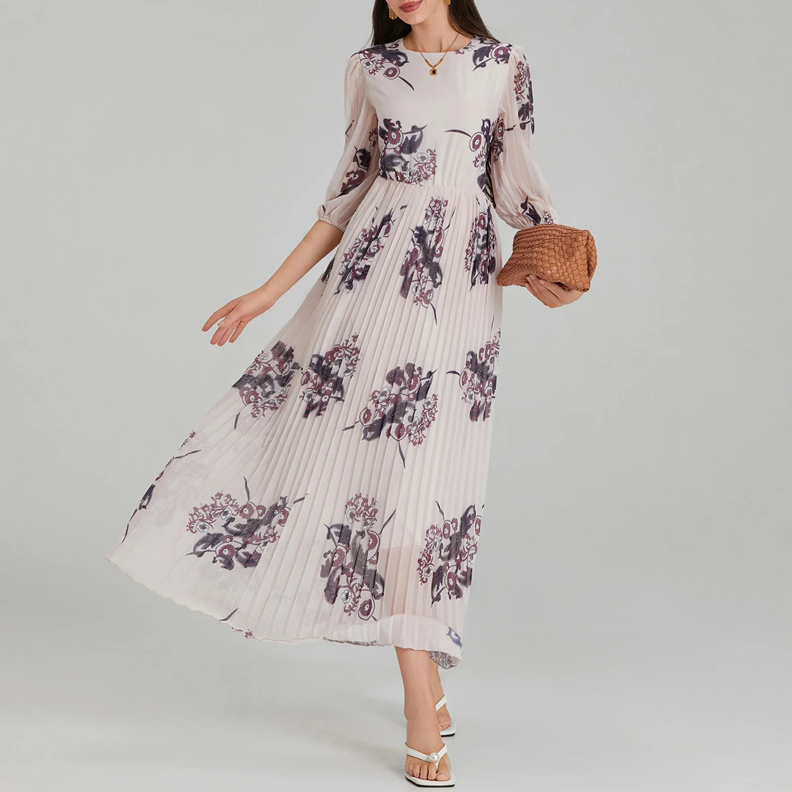 Женское модное длинное плиссированное платье элегантное трапециевидной формы с