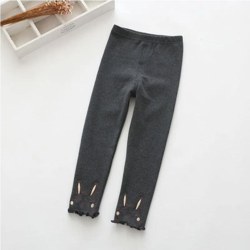 Spring Kids Solid Leggings for Girls Cotton Thin Tights Sweatpants 1-7Y Young Child Clothes Autumn Slim Elastic Embroidered Pant enlarge