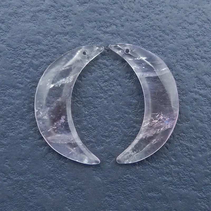 

Natural Stone Amethyst Gemstone Moon Shape Earrings For Women 33x9x4mm 5g