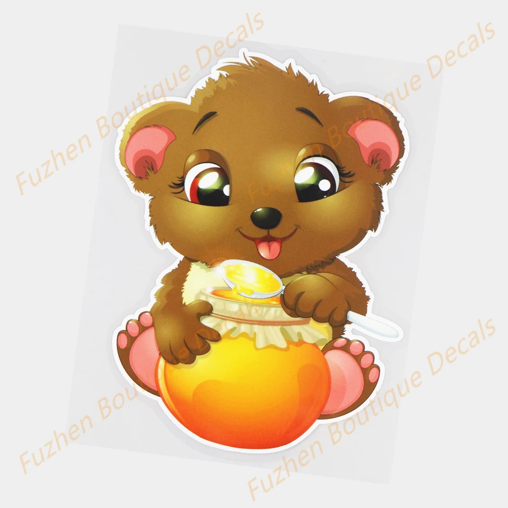 

Fuzhen Boutique Decals Exterior Accessories Bear Eating Honey Cute Cartoon Car Sticker Creative Body Decoration Decals