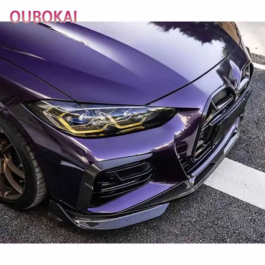 Фото Для BMW 4 серии G22 G23 2020+ Комплект обвеса из карбона: передний бампер, ветровые ножи, сплиттеры, спойлеры, воздуховоды, декоративные накладки №3