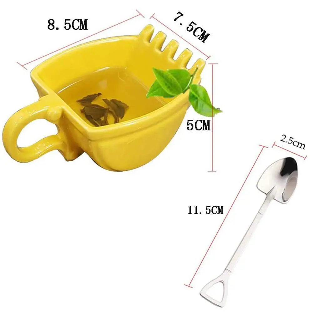 Модель кувшина для кофе "3D Желтый экскаваторный ковш с лопатой и веселым копателем, пепельница-ковш для торта, чашка для чая".