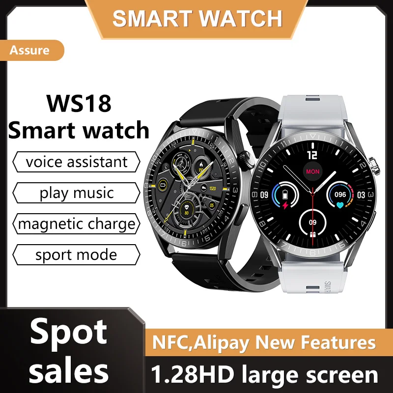 

2022 NEW WS18 Smart Watch IP67 Waterproof 1.28 Inch HD Touch Screen Heart Rate Blood Pressure Sports Fashion Men's Watch