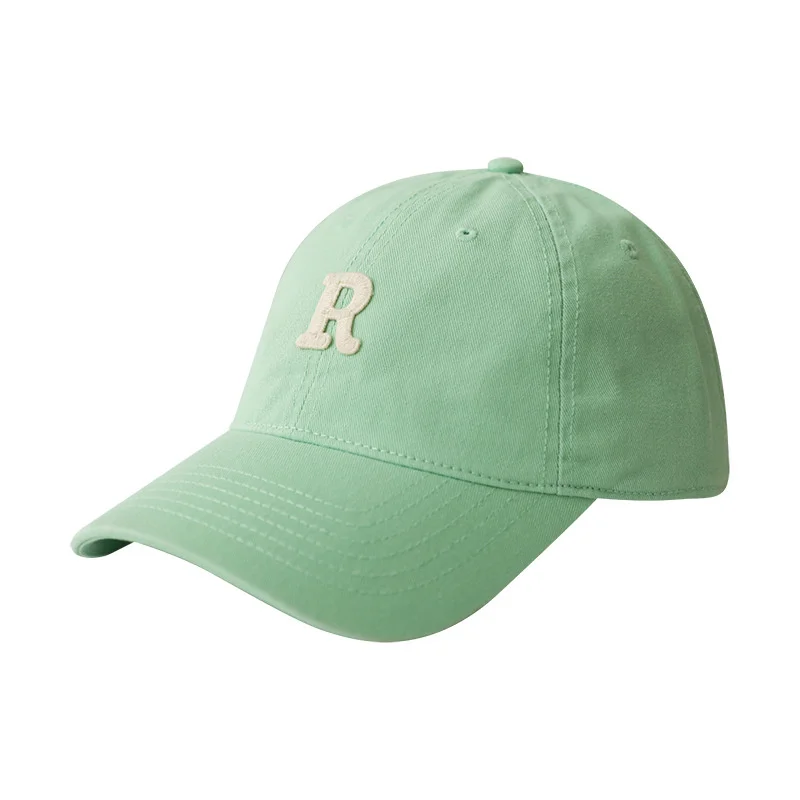 

New R letter color baseball cap female summer Korean soft top sun shading cap student couple sun hat