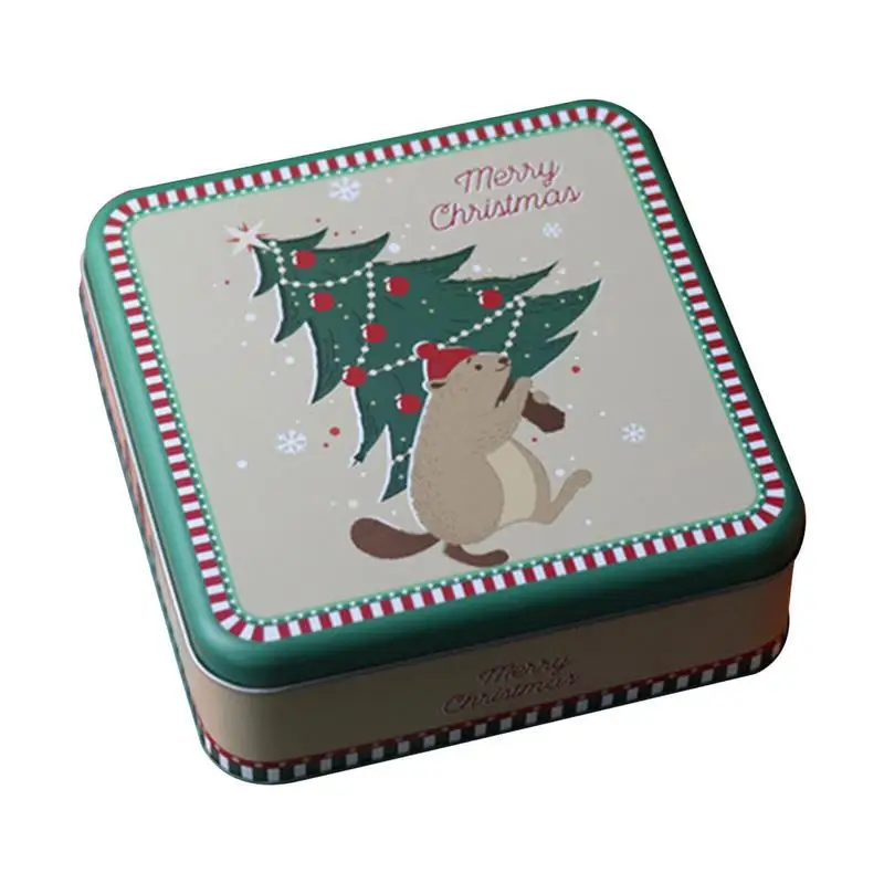 Square Tinplate Storage Containers Holiday Empty Tins For Candy Chocolate Cookies And Small Gifts