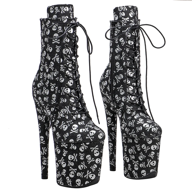 Leecabe  20CM/8inches lady ankle boots High Heel   platform Pole Dance boot