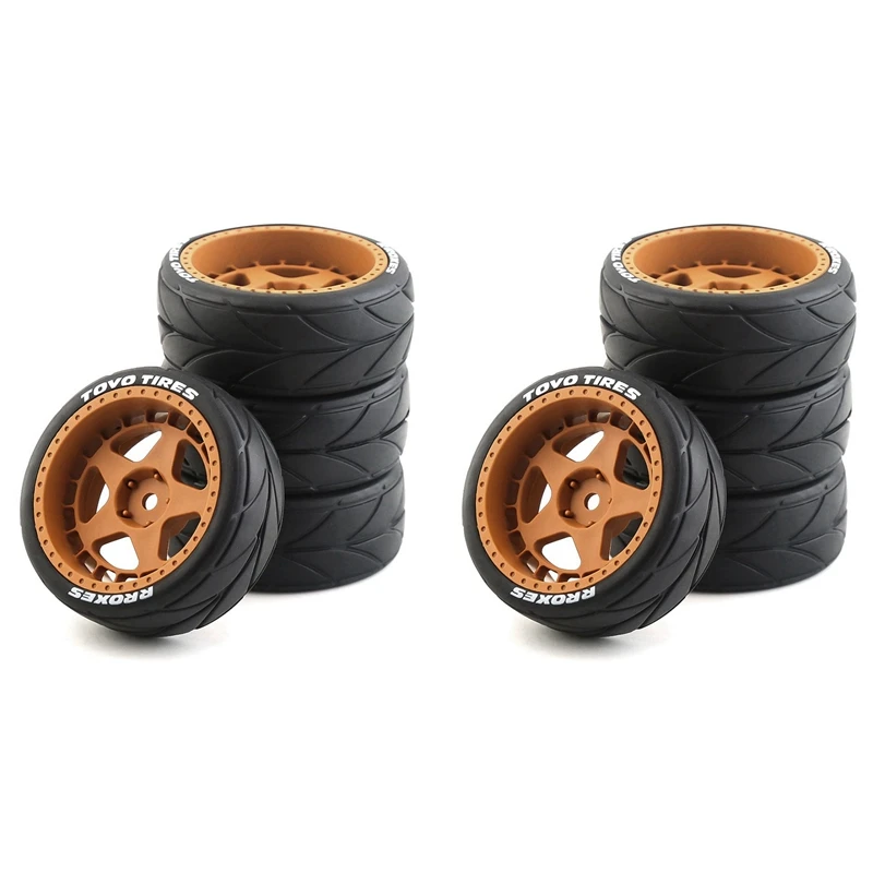 

FBIL-8Pcs Rubber Tire Wheel Tyre For Tamiya TT01 TT01E TT02 TT02B XV01 TA06 PTG-2 1/10 RC Car Upgrades Parts Accessories,2