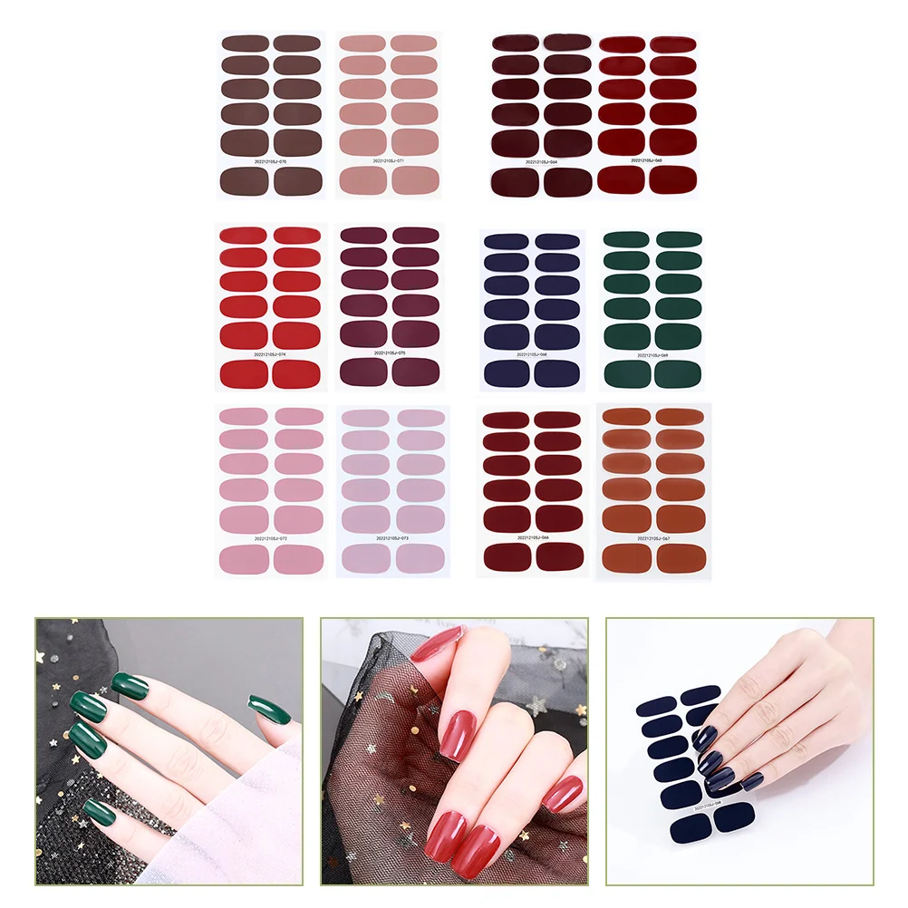 

12 Sheets Nail Decals Strips Women Nail DIY Decoration Nail Wraps for Women (Included Nail File)