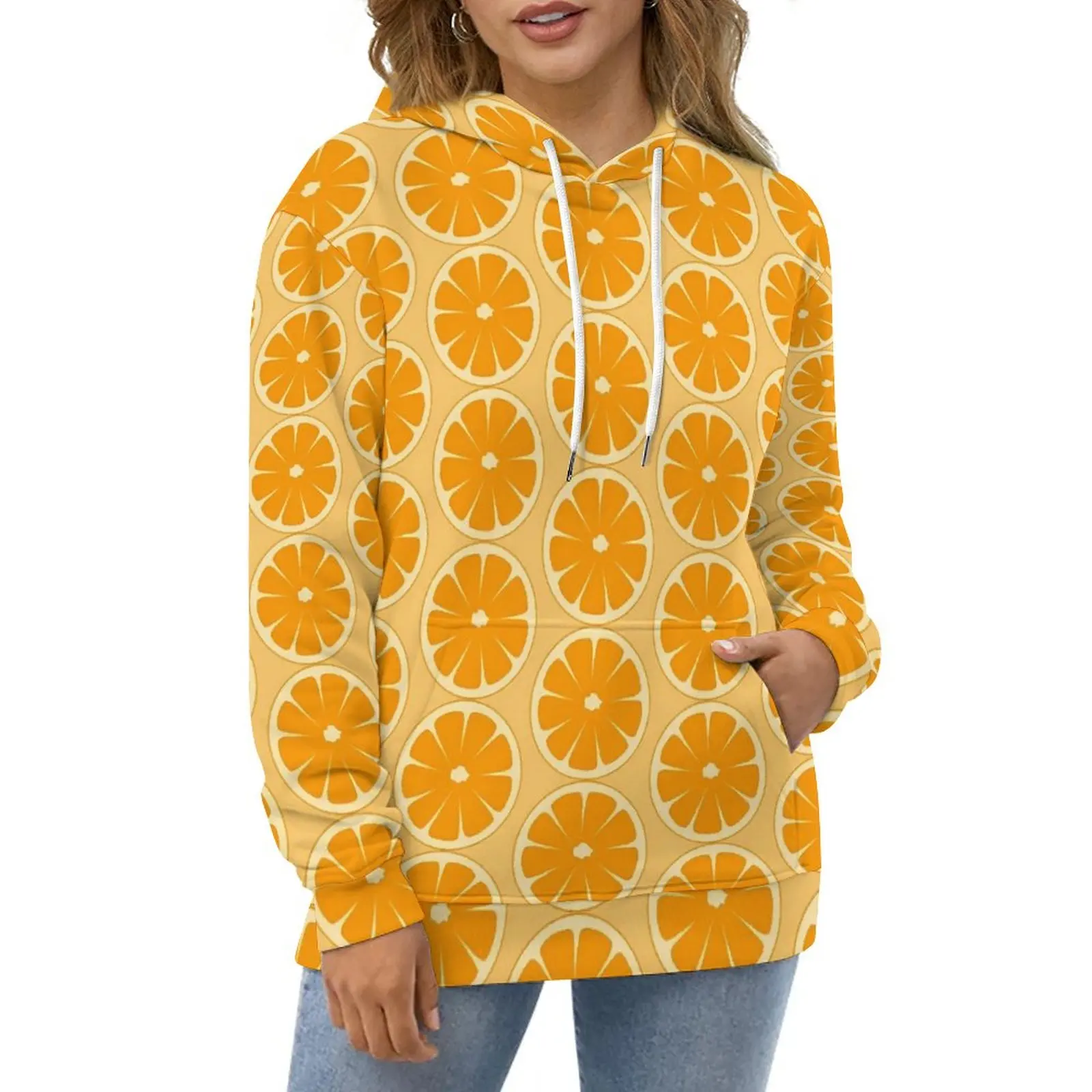 

Oranges Slices Hoodies Long Sleeve Fruits Print Y2k Casual Hoodie Autumn Hip Hop Oversize Design Loose Hooded Sweatshirts