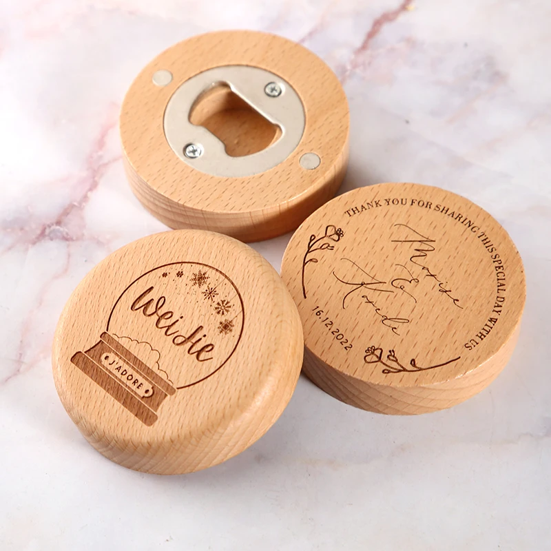 Деревянная открывалка для бутылок с гравировкой магнитная искусственная