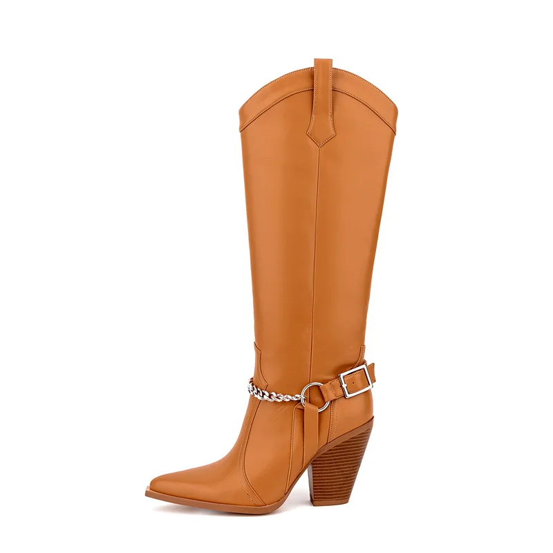 

Женские сапоги до колена на платформе, с острым носком, на молнии сбоку