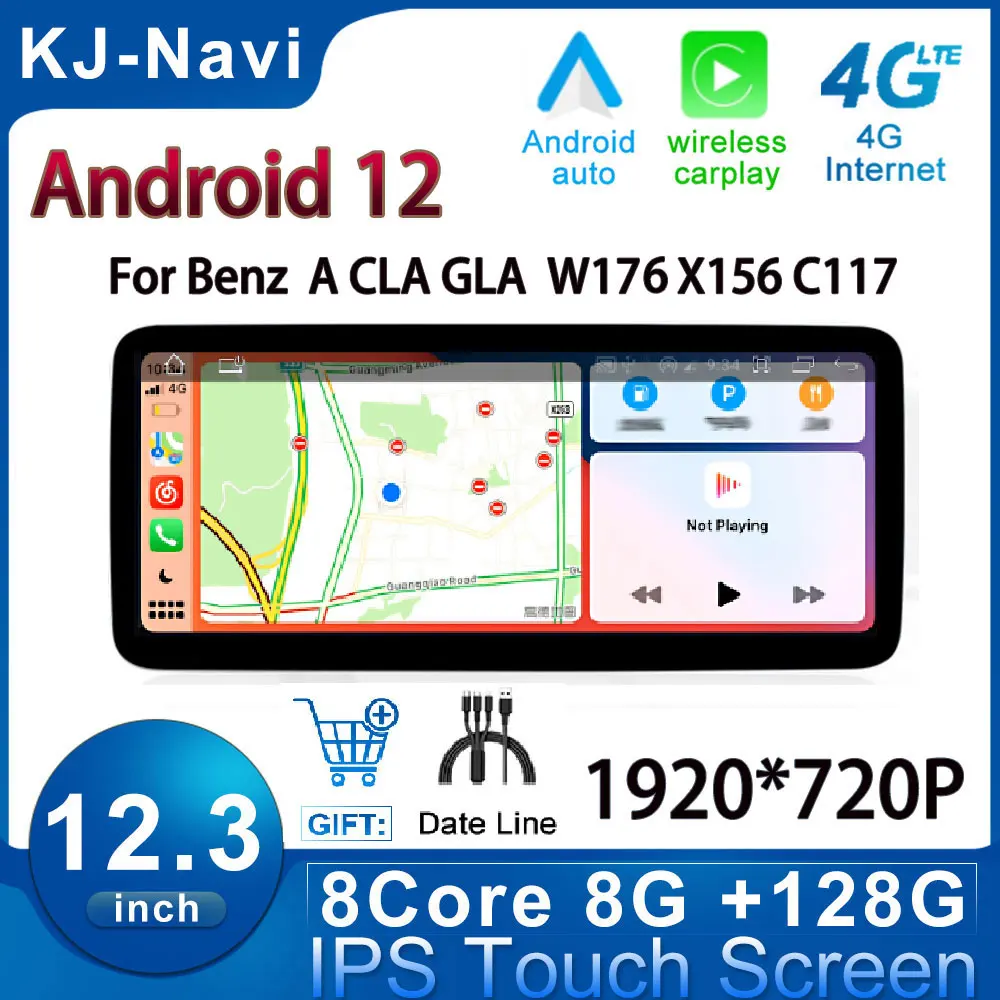 

12.3 Inch Android 12 Car Stereo Radio Video GPS Navigation For Benz W176 X117 X156 W463 2015-2018 NTG System Carplay Multimedia