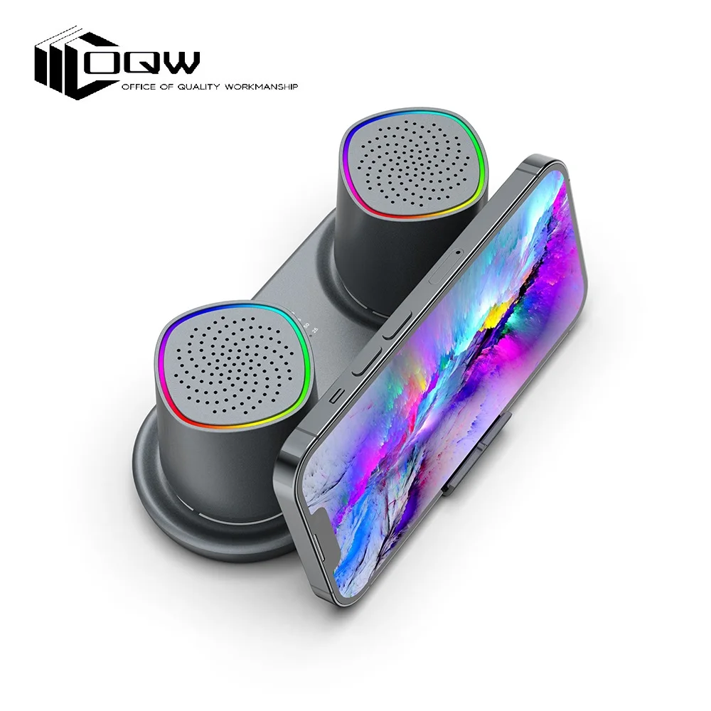 Bluetooth-динамик OQW со светодиодной подсветкой Hi-Fi мини-динамик синего цвета с
