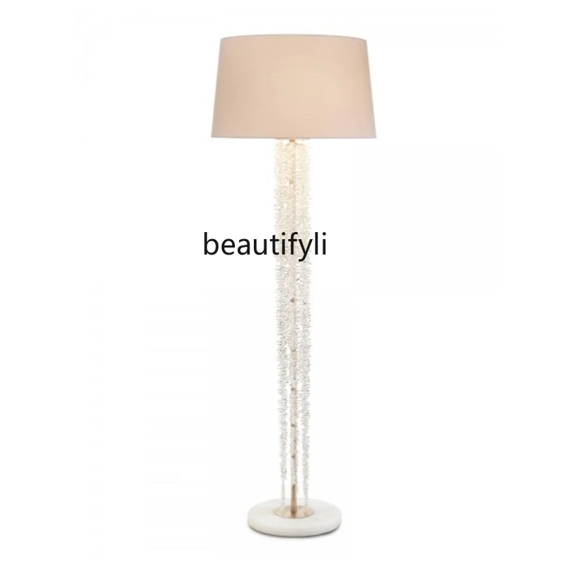 

LBX Simple Modern Copper Waterfall Crystal Marble Floor Lamp Living Room Bedroom Study