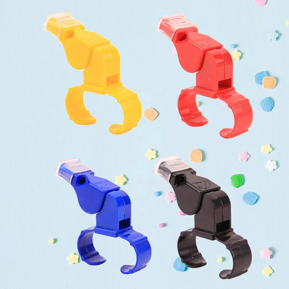 

4pcs Emergency Whistle Finger Grip Whistle Loud Whistle Referee Whistle Plastic Whistle Survival Whistle