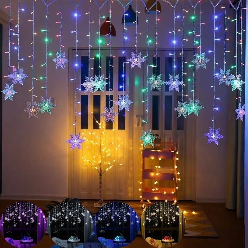 

Indoor and Outdoor Christmas Snowflake LED String Lights Fairy Lights Curtain Lights Festoon Holiday Party New Year Decoration