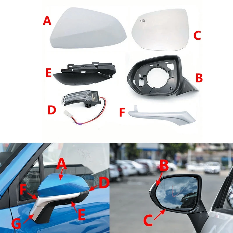 

For Changan CS15 2019-2021 CS35 Plus 2018-2020 Rearview Mirror Cover Turn Signal Glass Lens Mirror Frame Base Cover Bright Strip