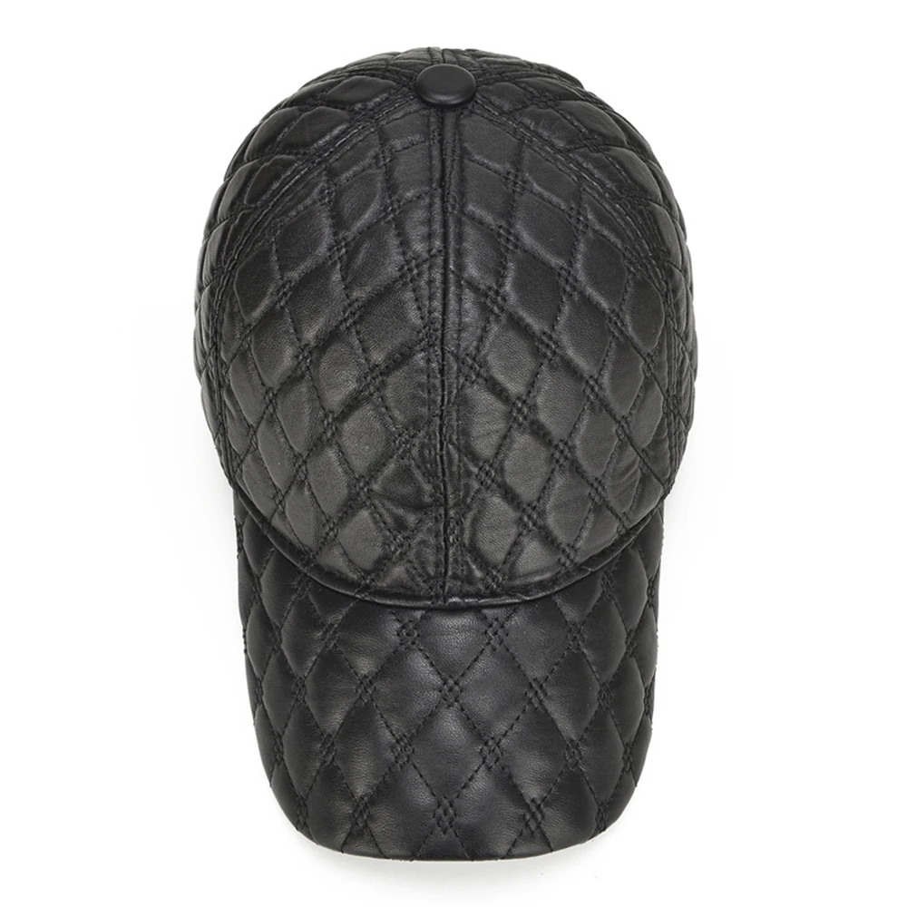 Мужская шапка из овечьей кожи зимняя теплая уличная регулируемая бейсболка