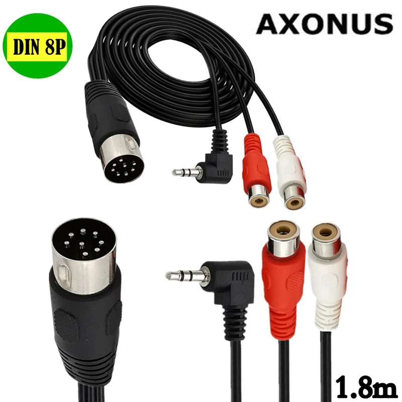 8-контактный DIN/RCA-приемник/кабель сабвуфера для приемника или CD-плеера и