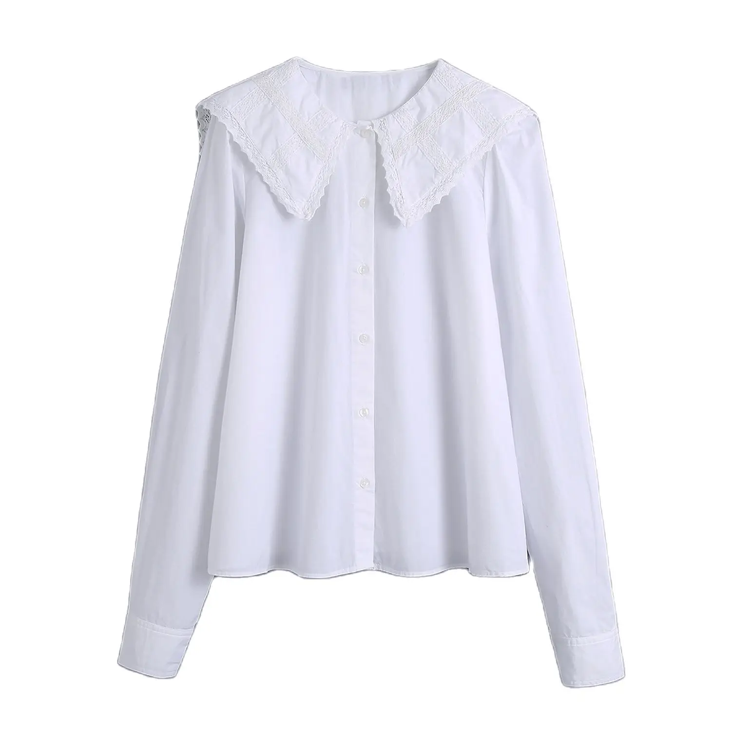 

JC·KILIG 2022 New French Vintage Lace Doll Neck Shirt B4129