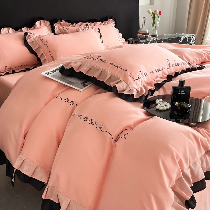 Французский слей роскошный двухслойный кружевной пододеяльник с тяжелой