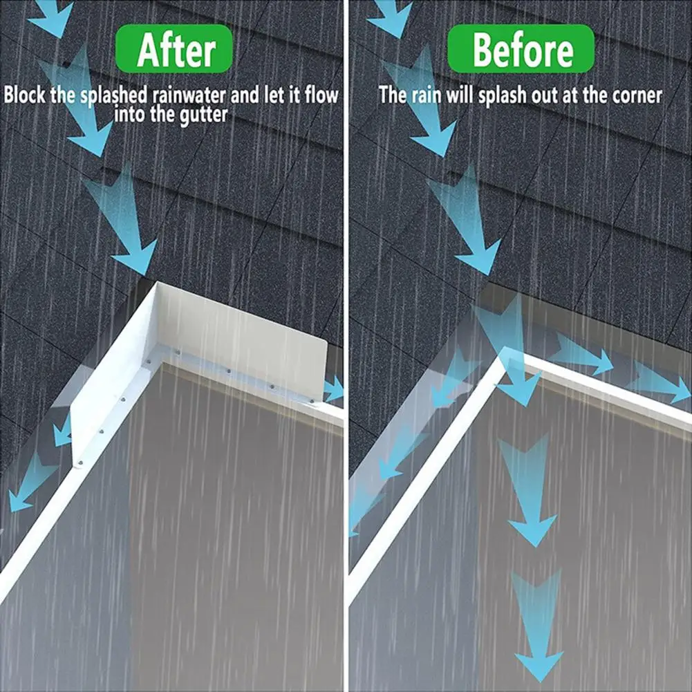 

Roof Rain Diverter Easy Install Gutter Valley Splash Guards Effective Rain Diverter for Roofing House Shingle Roofs 2/4pcs