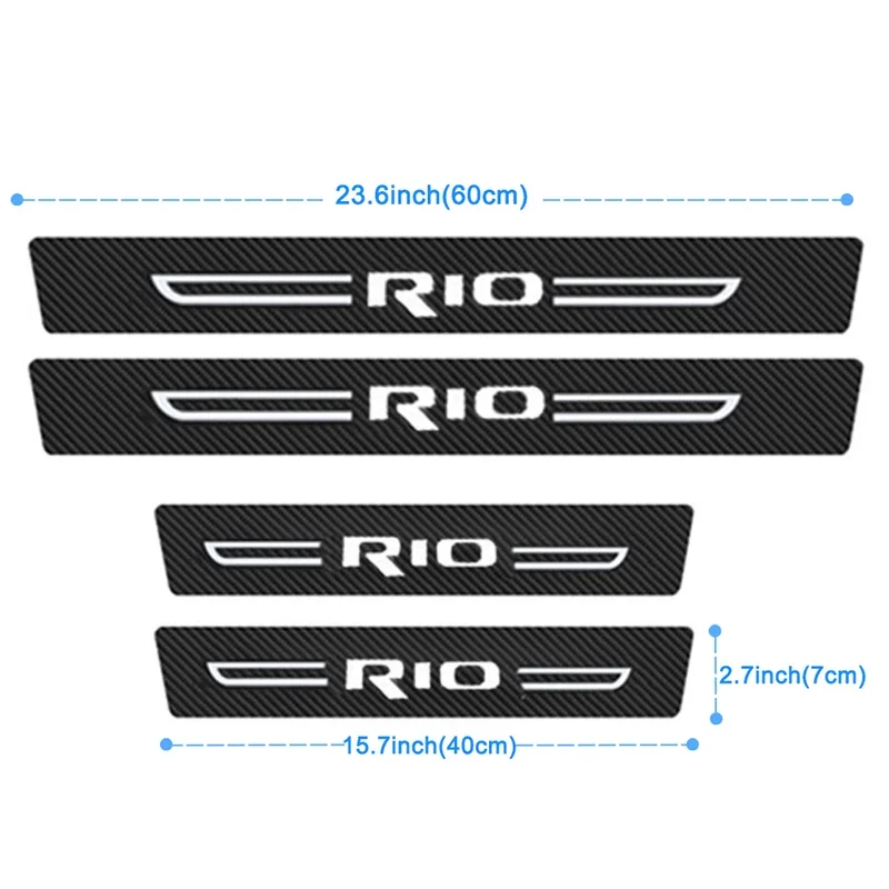 

Углеродное волокно, порог автомобиля, наклейки против царапин, водонепроницаемые наклейки, лента для интерьера для KIA Rio Logo 3 2 4 1, аксессуары