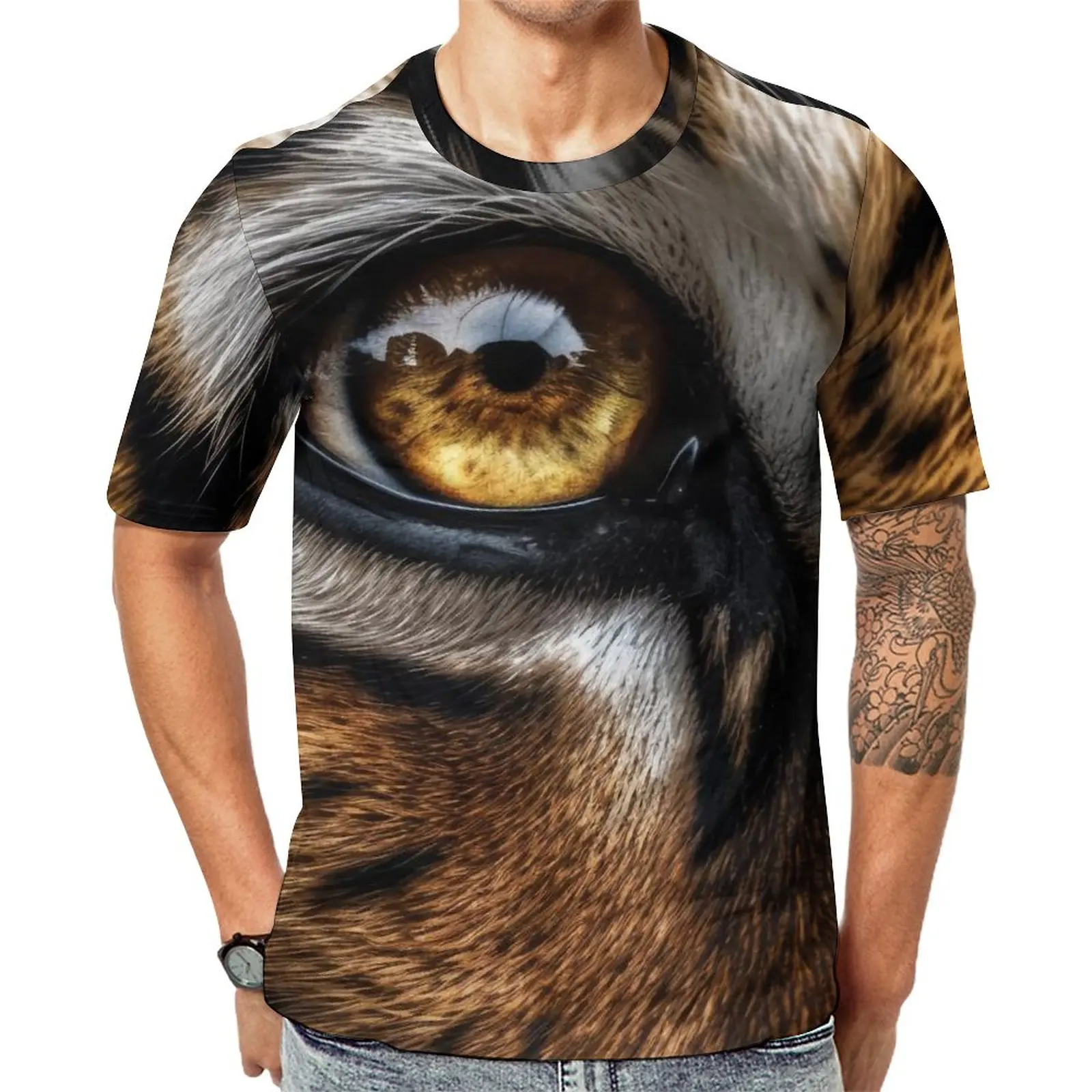 

Tiger T Shirt Animal Eyes Fashion T Shirts Man Kawaii Tee Shirt Original Short-Sleeved Design Clothing Plus Size 5XL 6XL