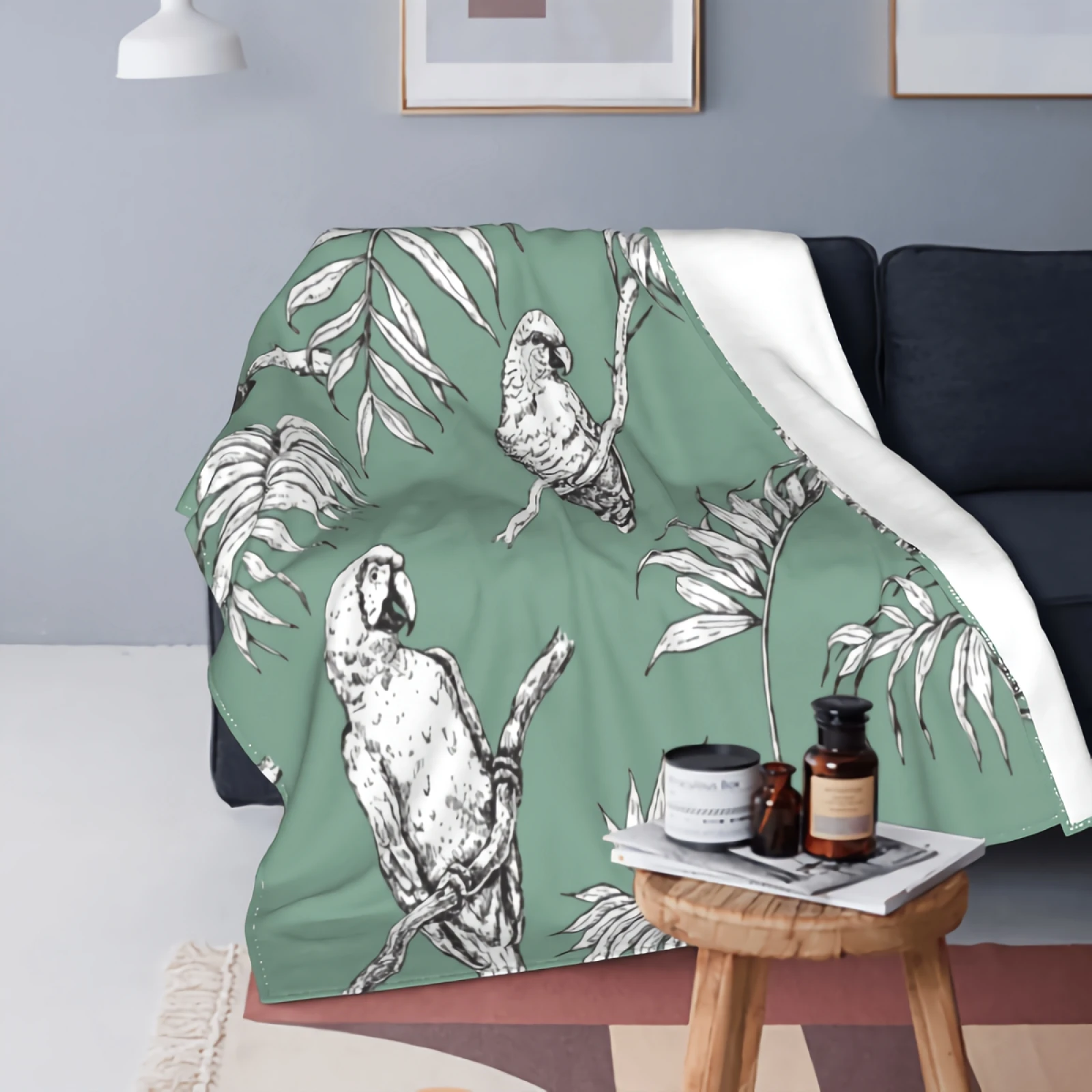 

Фланелевое Флисовое одеяло в винтажном стиле с попугаями и птицами, легкое удобное плюшевое покрывало из микрофибры для кровати, отличные п...