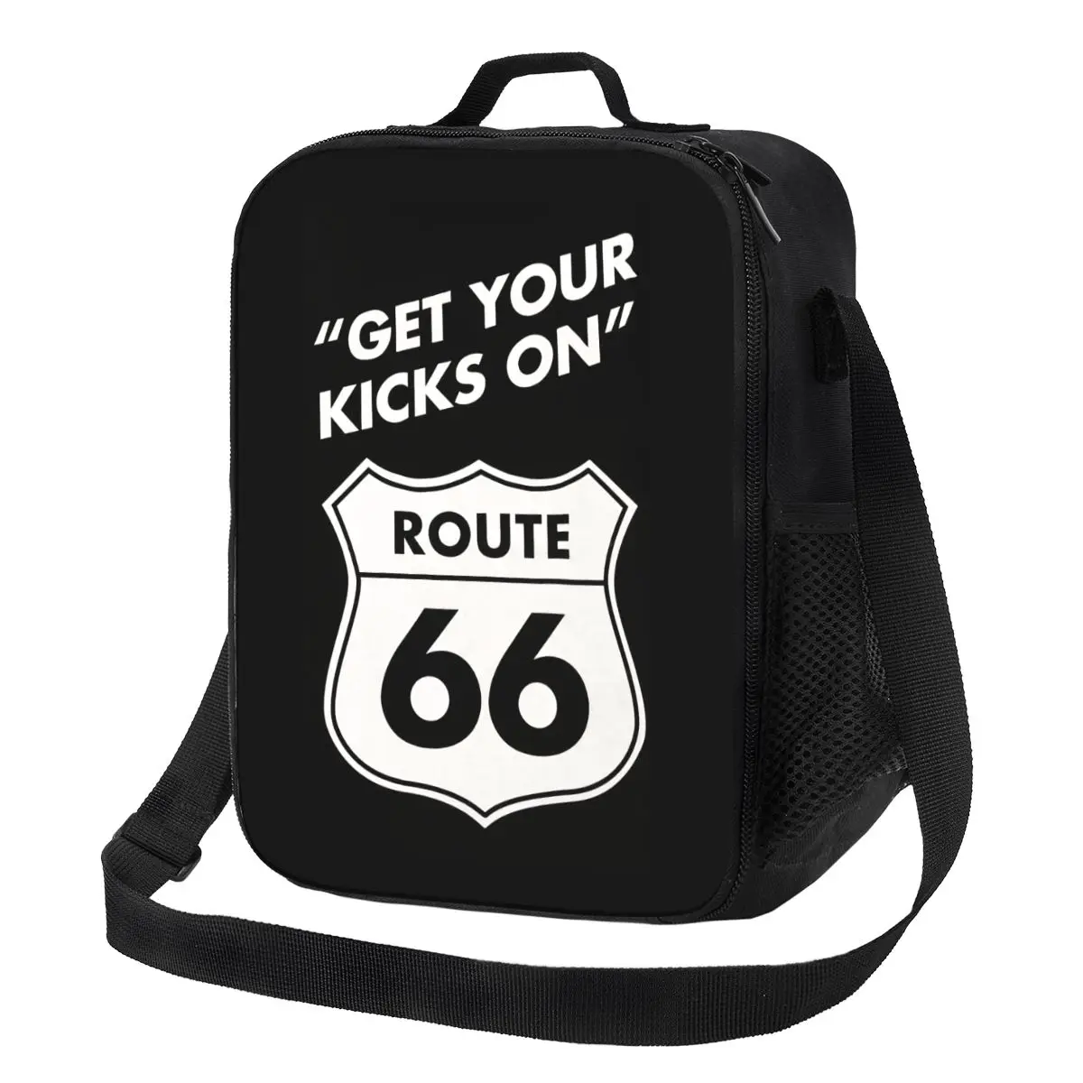 

Get Your Kicks On Route 66 Insulated Lunch Bag for Outdoor Picnic USA Highways Portable Cooler Thermal Lunch Box Women Children