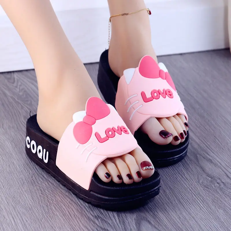 

Slippers Cute Platform Women's Sandals Summer New 2023 Smiley Face Home Slipper Female Slides Indoor House Wedge Comfortable Hot