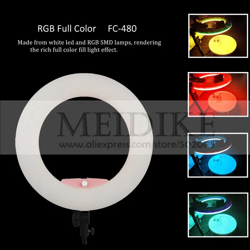 

Регулируемая модная светодиодная кольцевая лампа Yidoblo RGB 480, светодиодная лампа для видео, макияжа, освесветильник для фотостудии, вещания, с...
