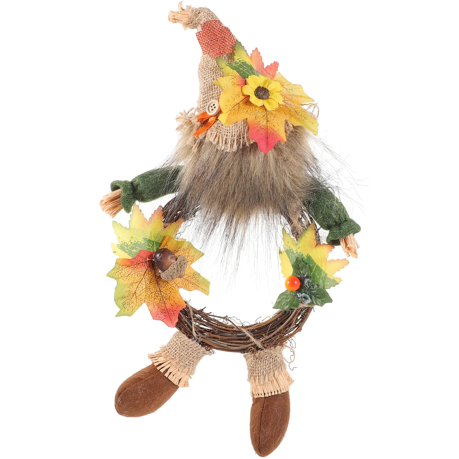 

Reward Gnome Wreath Adornment Front Door Wreaths Rustic Wall Decor Flower Autumn Decorations Fall Harvest Rattan Thanksgiving